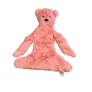 SLUMBERKINS Pink Peony Honey Bear Snuggler Security Blanket Soft Plush